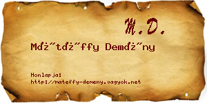 Mátéffy Demény névjegykártya